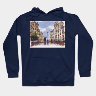 Romantic Couple Under Umbrella in Montmartre Paris Hoodie